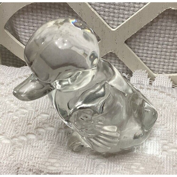 Clear Art Glass Duckling Paperweight Farm Decor Figure Fenton Style Unmarked - Picture 2 of 13